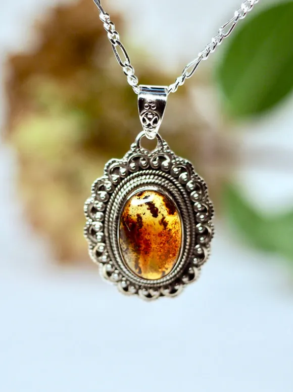 Amber Edelsteen hanger 925 zilver