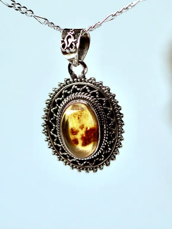 Amber Edelsteen hanger 925 zilver