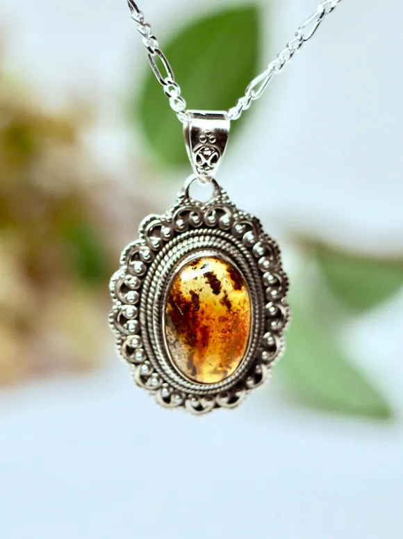 Amber Edelsteen hanger 925 zilver