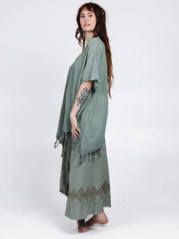 Desert Breeze poncho Jadegroen