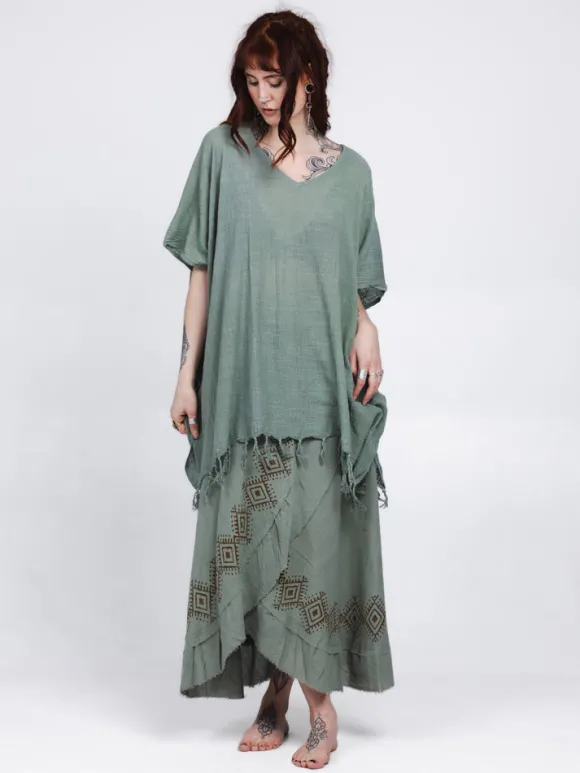 Desert Breeze poncho Jadegroen