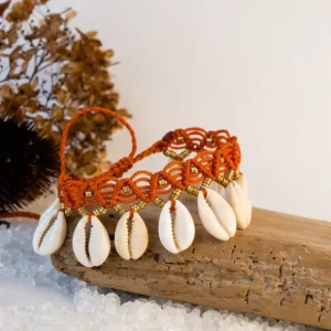 Enkelbandje Macramé Kauri oranje