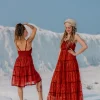 Litha Dress kort marroon rood