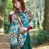 Omslagdoek Fleece Blauw/ Lichtbruin