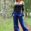 Uma Broek Rib Blauw