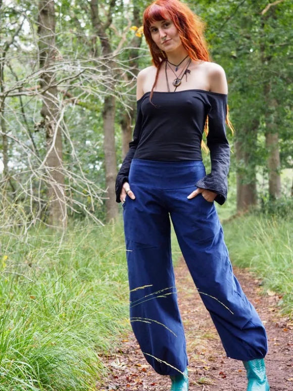 Uma Broek Rib Blauw